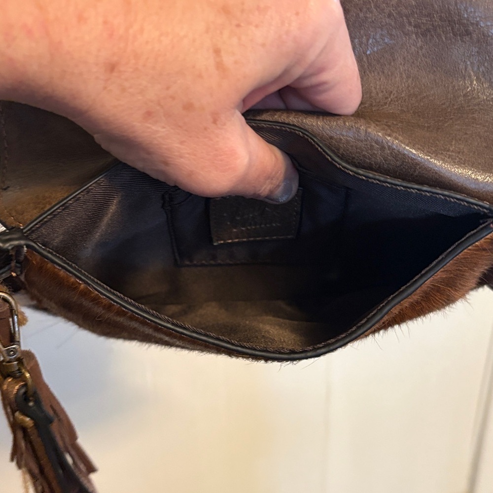 Tony Lama Brown Leather and cowhair wristlet Bag - Picture 6 of 8